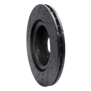 Land Rover Discovery Brake Rotor (1) - Front Right - R1 Concepts - Drilled & Slotted - Black - `06-`17